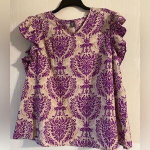 SHEIN Purple and Cream Blouse